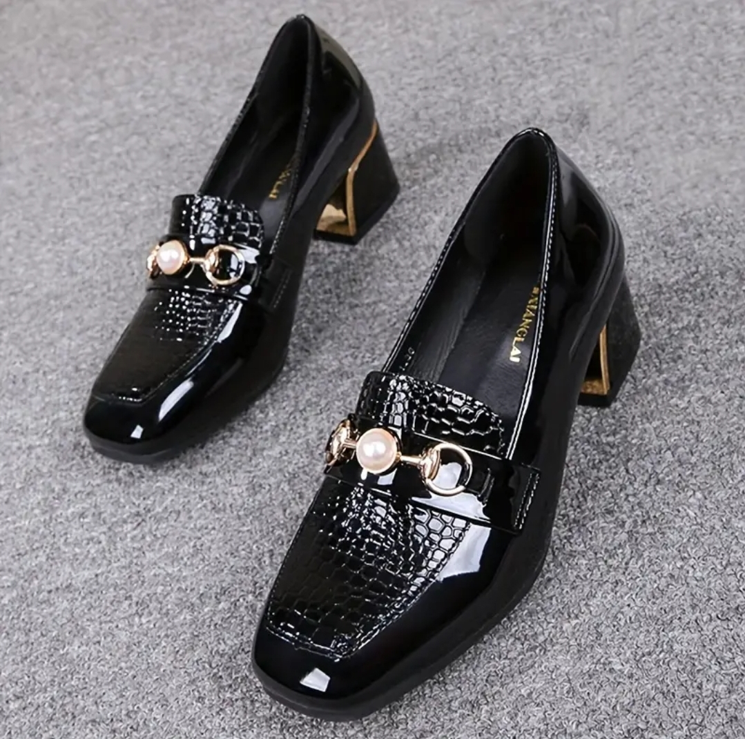 Brand New Stylish Black Loafers - Size 8