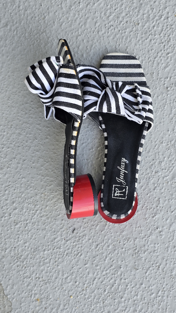 Junfaxy Striped Bow Sandals - Size 40 (CA-9) - photo 2