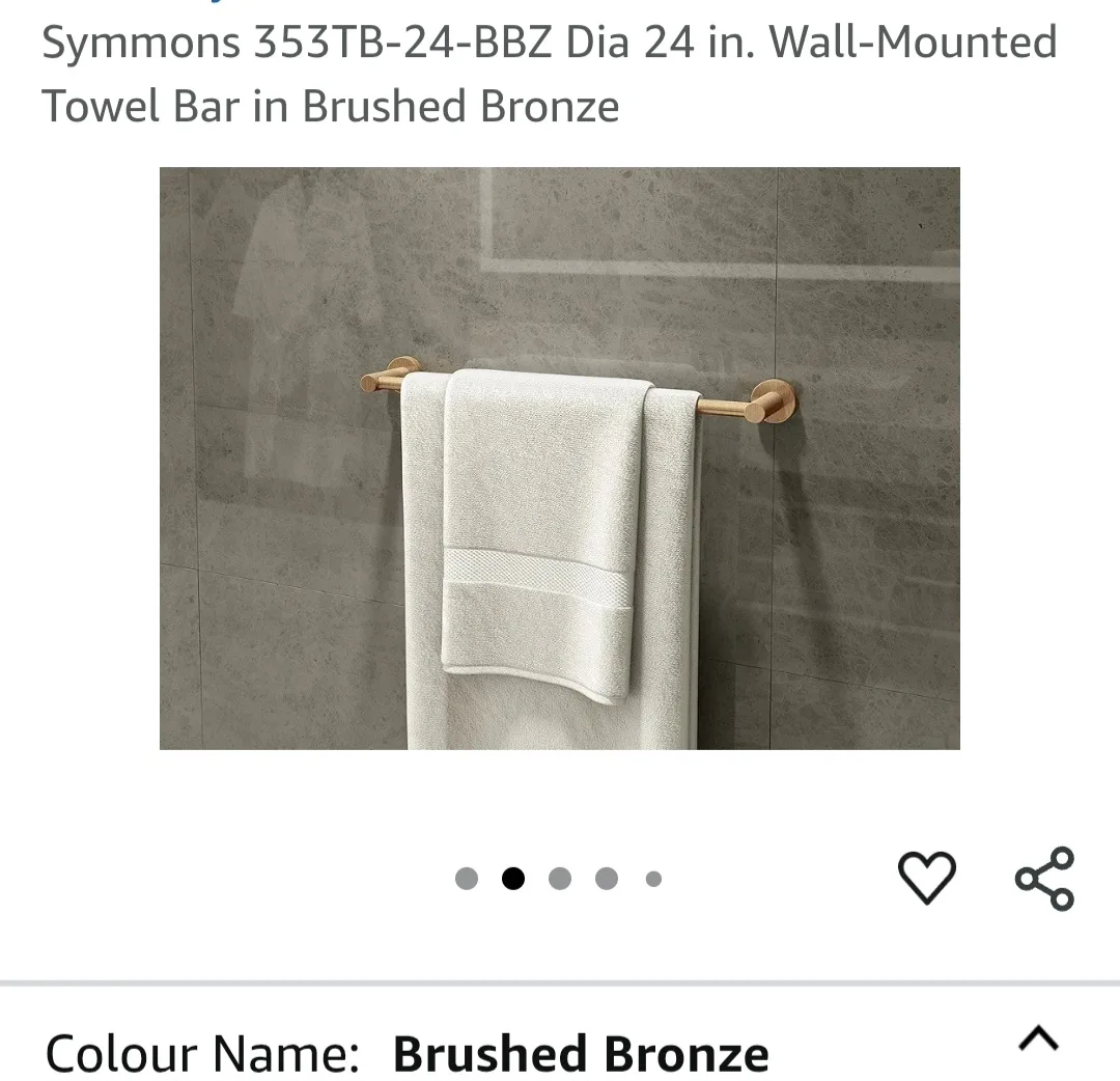 Symmons 353TB-24-BBZ Dia 24 in. Wall-Mounted Towel Bar image indicator(2)
