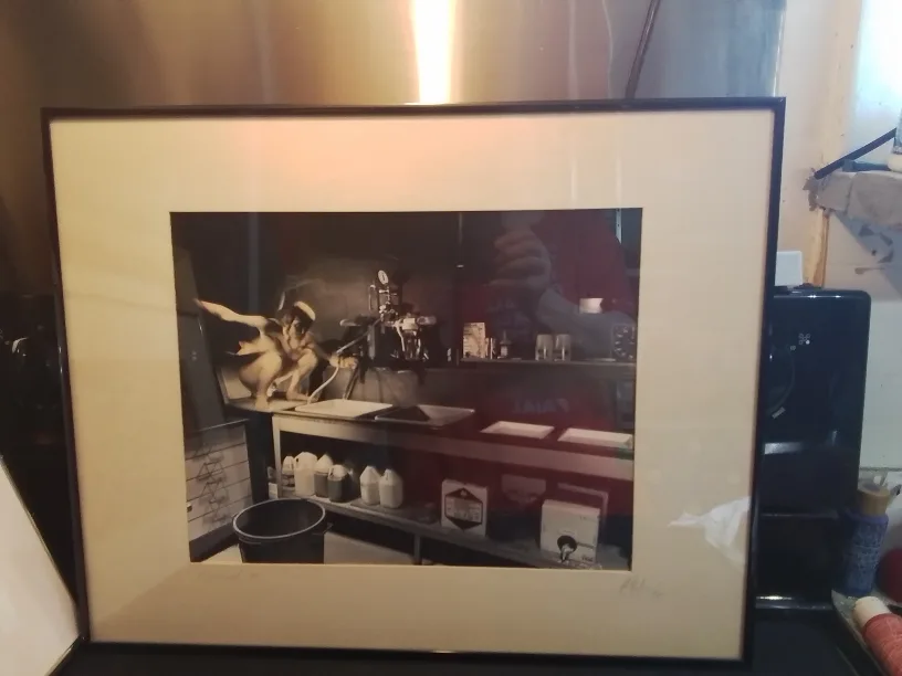 C.1980 Sgn Surreal Nude Man B & W Framed Photo Processed ! #1 thumbnail