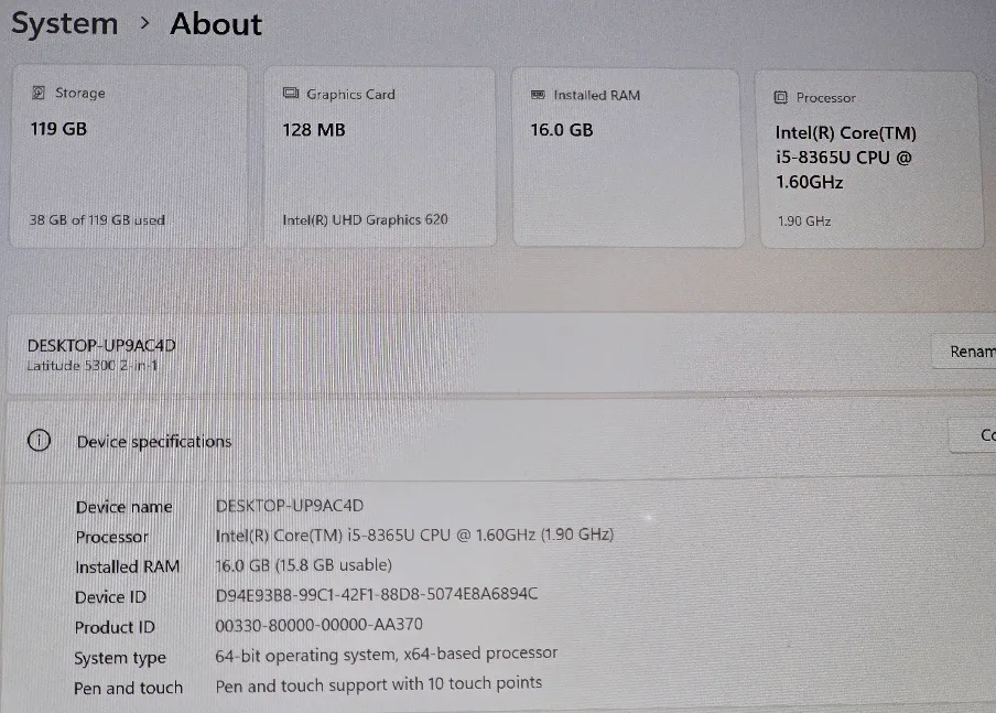 Dell Latitude 5300 2-in-1 Laptop - 128Gb SSD - 16 Gb - Win 11 image indicator(5)