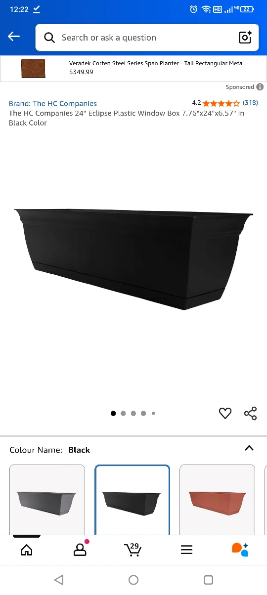 The HC Companies Eclipse Window Box - Black thumbnail