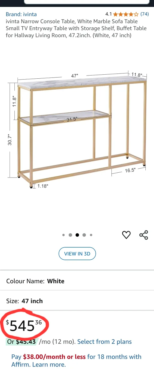 Faux Marble Console Table - Entryway/Hallway *new image indicator(6)