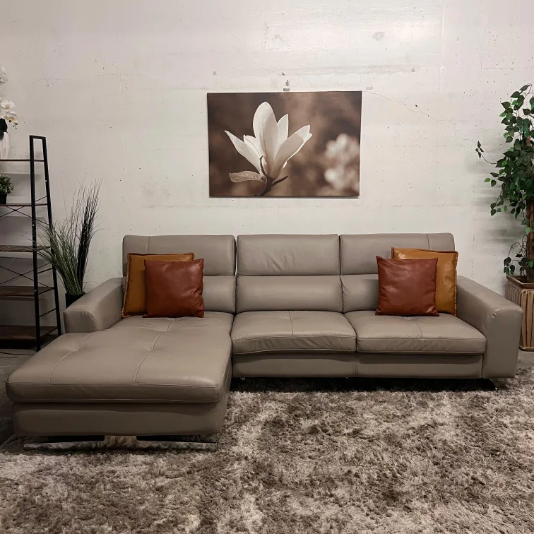Scan design sectional. Top grain leather sofa couch. Delivery thumbnail