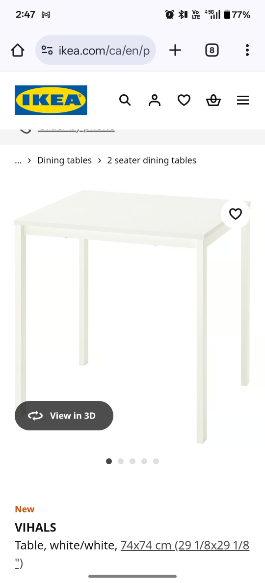 IKEA VIHALS Table, White, 74x74 cm - photo 2