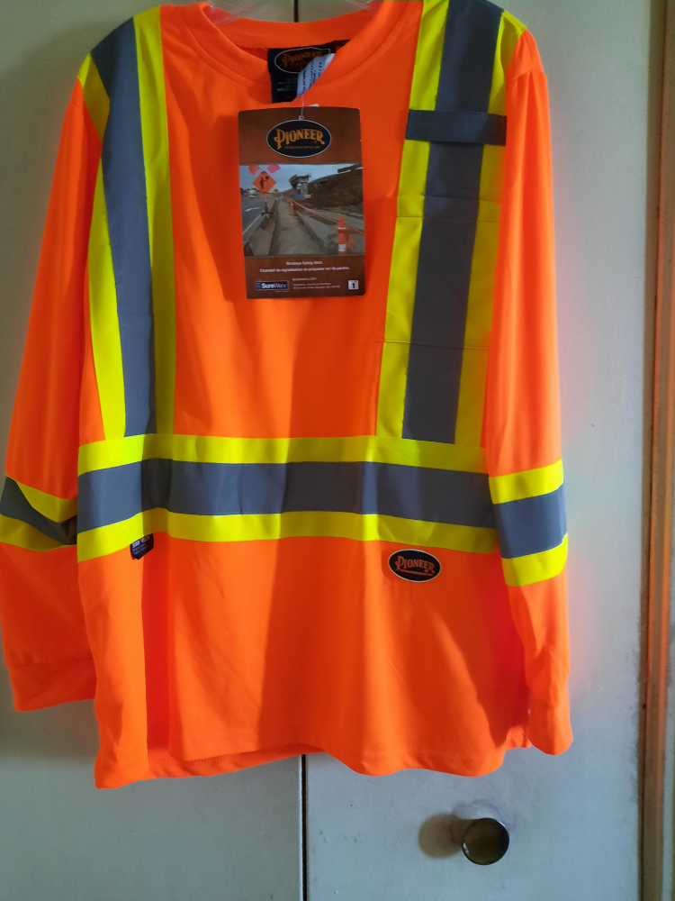 Pioneer Hi-Viz Long Sleeve Safety Shirt - Orange