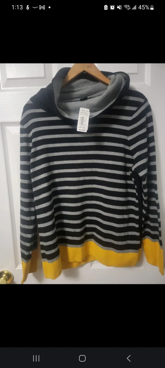 Alison Sheri Striped Cowl Neck Sweater - XL 🇨🇦 thumbnail