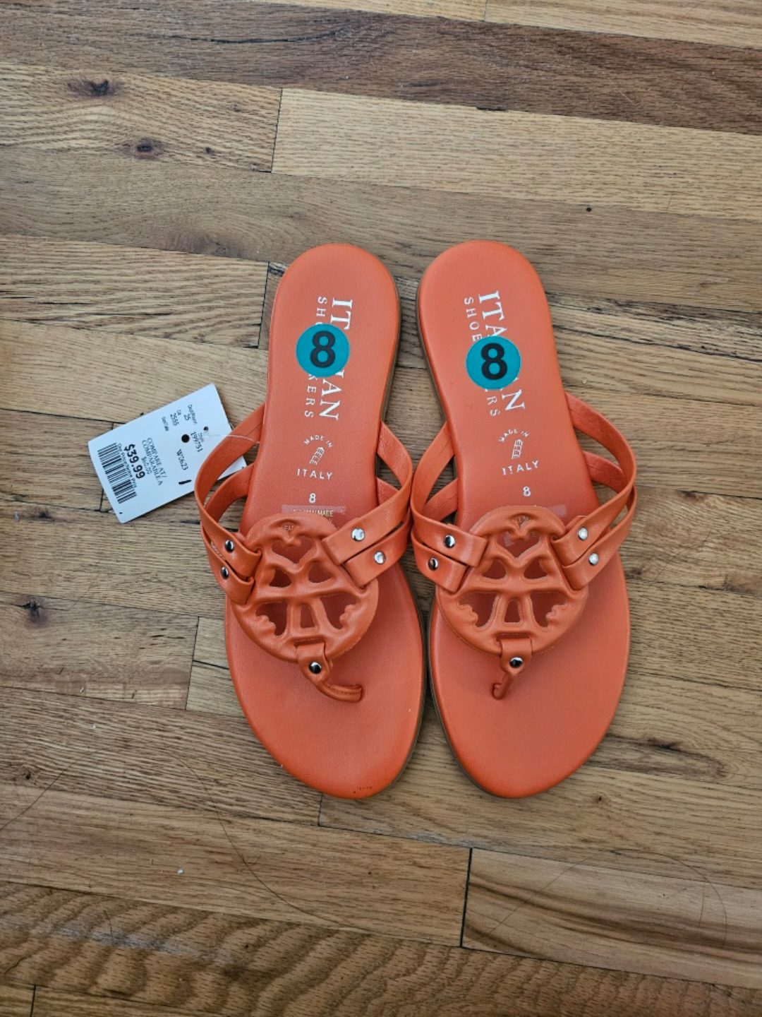 Sandales Italien Shoes pointure 8 orange - Neuf!