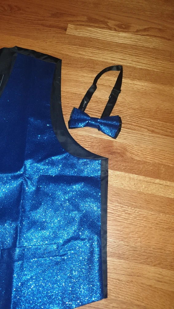 Barry Wang Blue Sparkle Vest and Bow Tie Set - photo 4