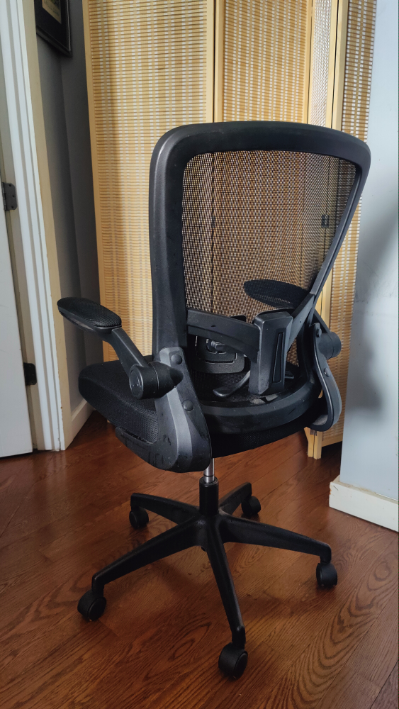 Black Mesh Office Chair with Flip-Up Arms - photo 4