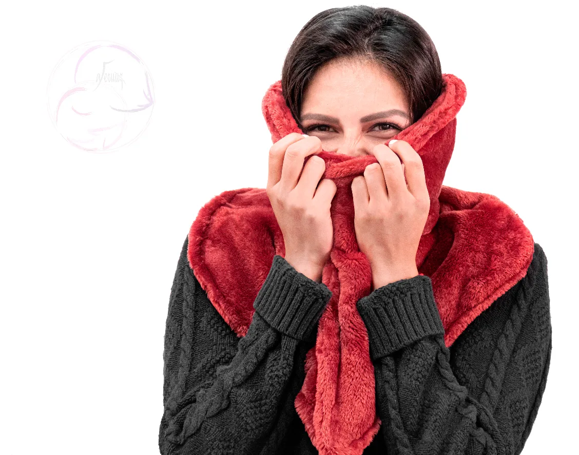 NEW  Faux fur Neck Warmer - Red thumbnail