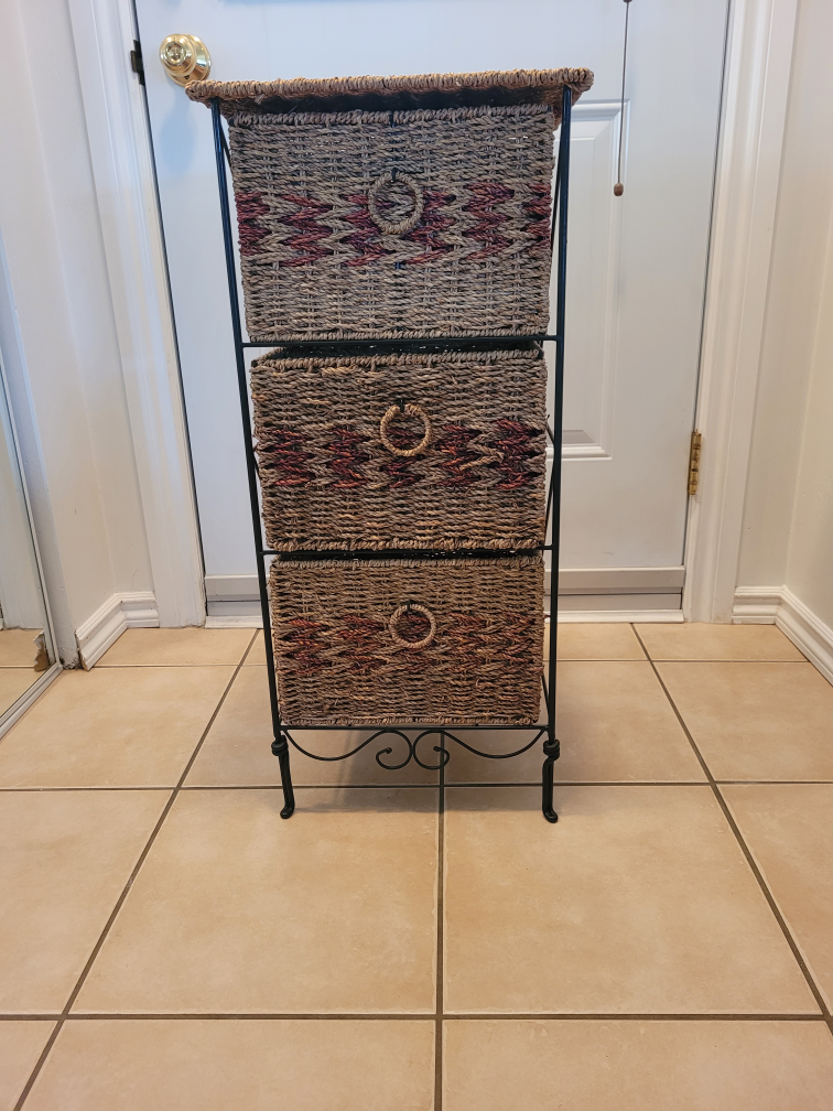 3-Drawer Woven Storage Tower