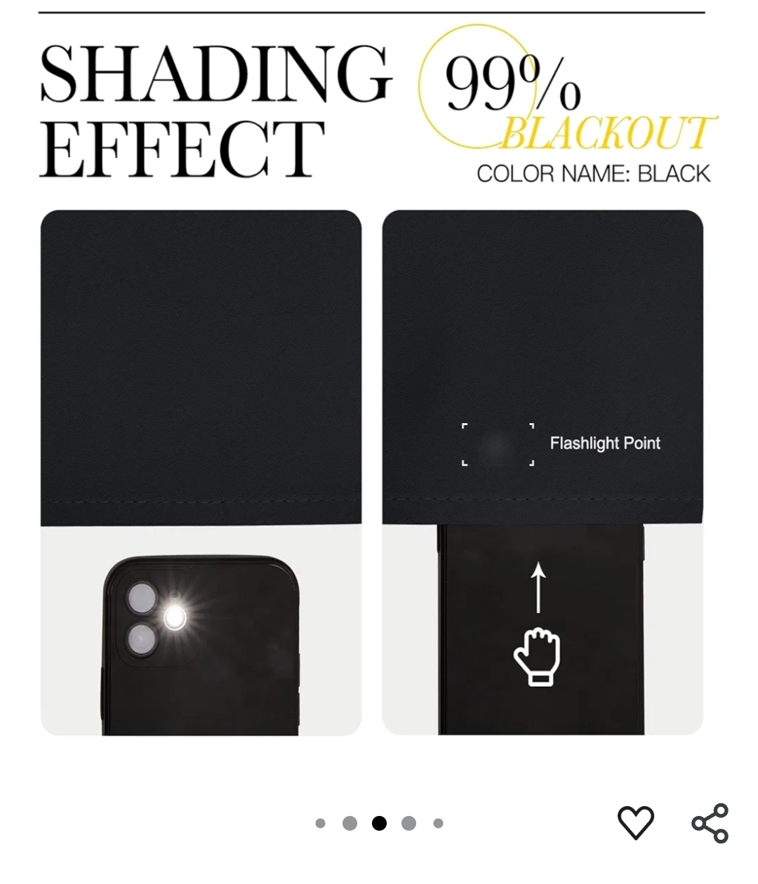 1piece, Black Out Window Curtain Panel - Black, 52" x 63" - photo 3