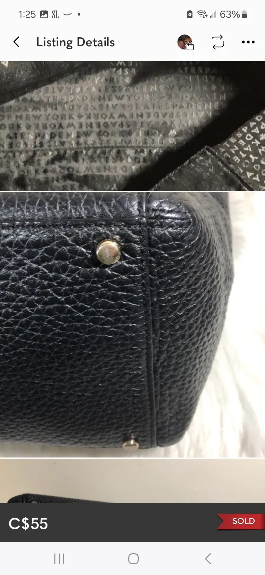 Kate Spade Black Leather Handbag ,soft leather  . image indicator(4)