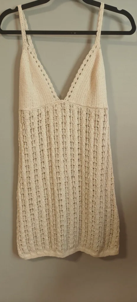 Knit Mini Dress - Cream, Size M thumbnail