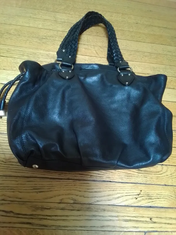 Michael Kors Black Leather Braided Handle Tote Bag image indicator(3)