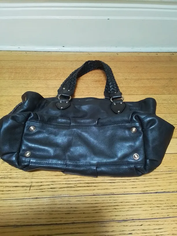 Michael Kors Black Leather Braided Handle Tote Bag image indicator(4)