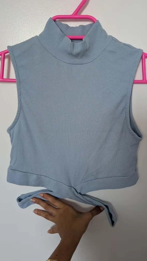 Ambiance Blue Ribbed Sleeveless Top thumbnail