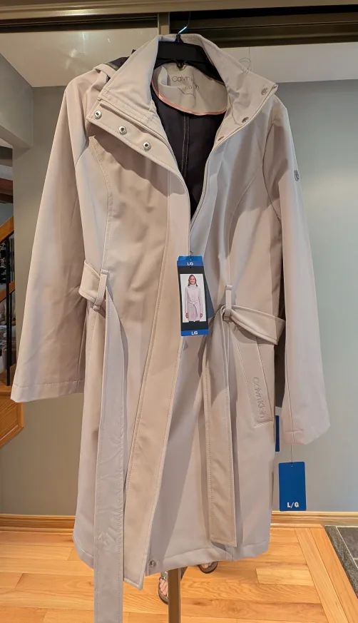 Calvin Klein Belted Rain Coat - Size L/G thumbnail