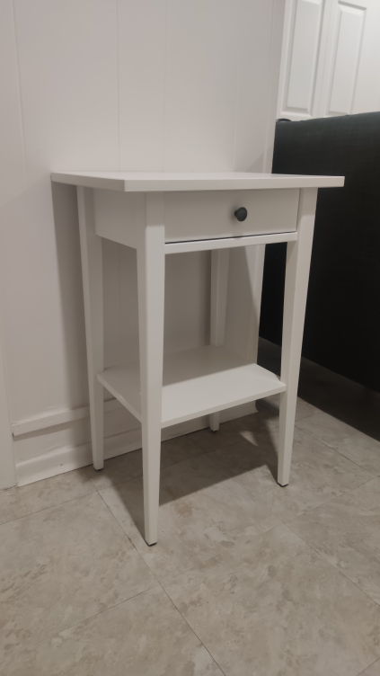 White Nightstand with Drawer