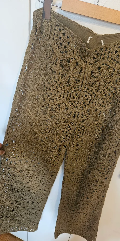 Crochet Wide Leg Pants - Olive Green image indicator(2)