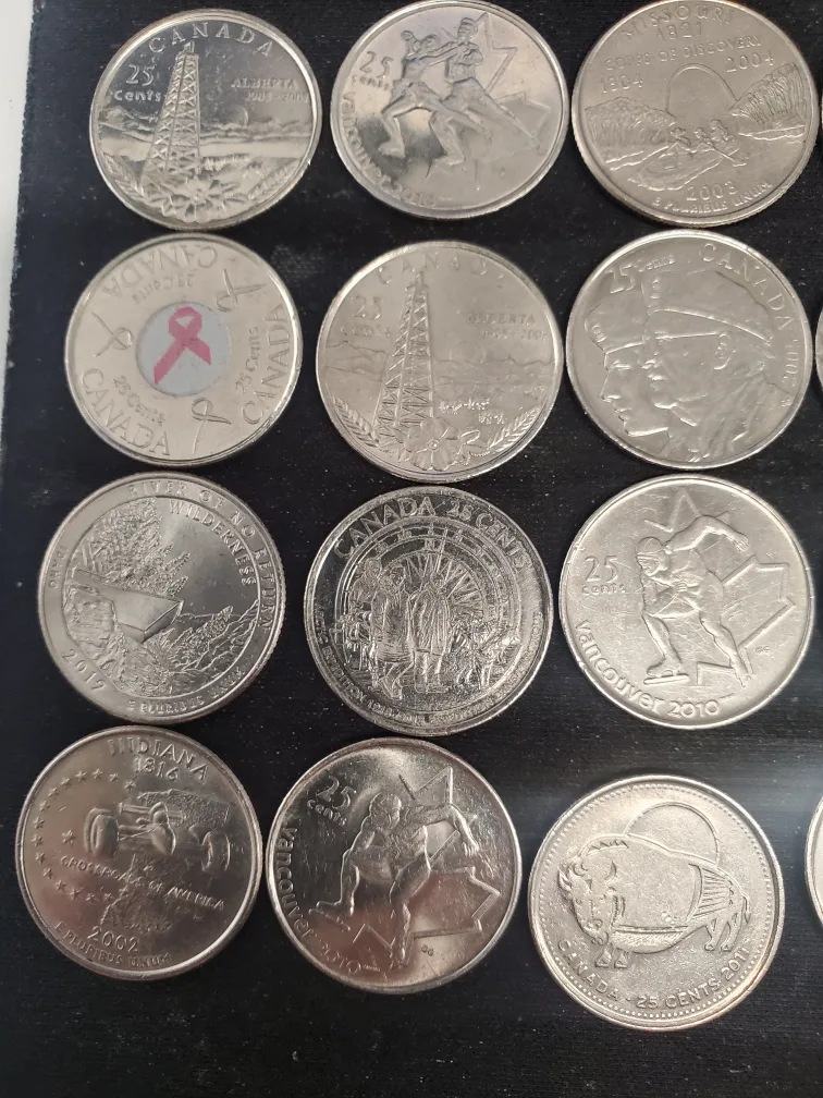 2$ each Canadian 25 Cents Coins Lot thumbnail