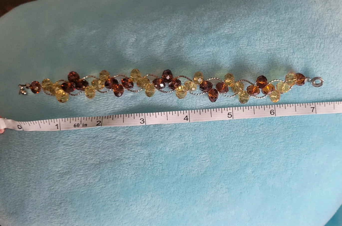 Brown & Yellow Crystal Beaded Bracelet - 7 Inches image indicator(5)
