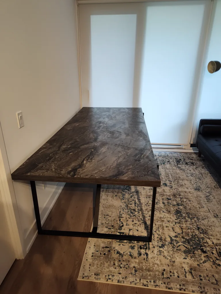 Marble Pattern Desk with Black Metal Legs image indicator(4)