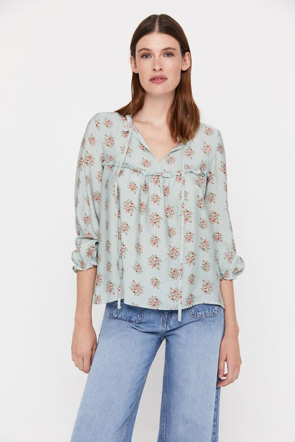 Cortefiel Floral Print Blouse - Size Small