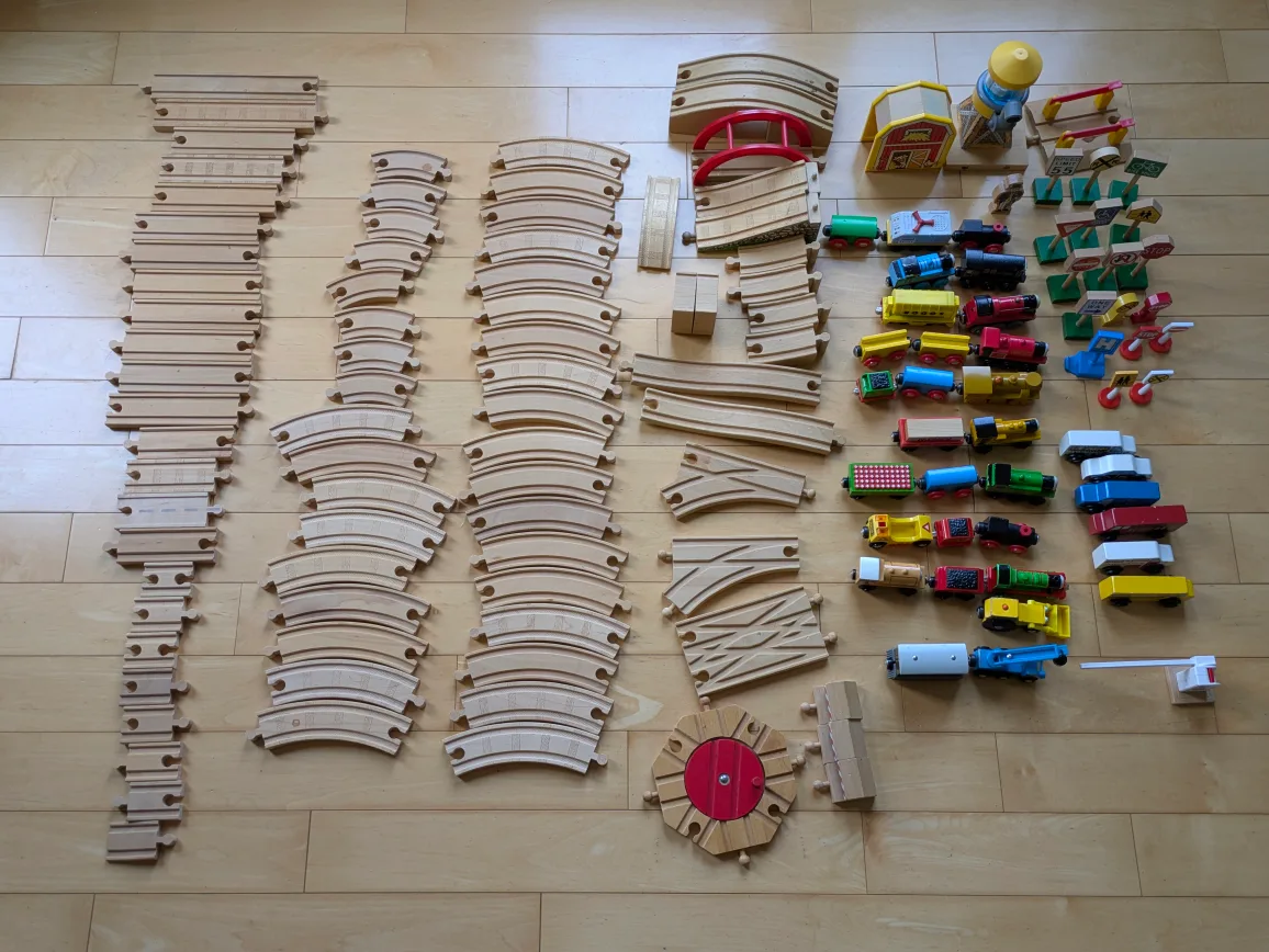 Wooden Train Track Set with Trains & Accessories thumbnail