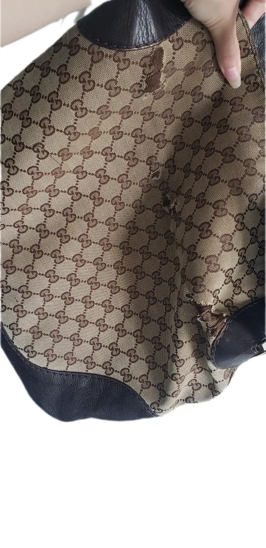 Vintage Gucci Hobo Bag - Jacquard Print Brown Leather Gold image indicator(5)