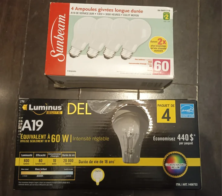 Sunbeam & Luminus A19 Light Bulbs - 4 Pack ×2Box thumbnail