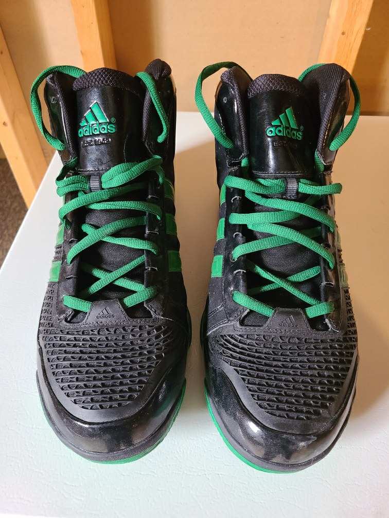 Size 17 - Adidas Basketball Shoes - Black/Green - photo 2