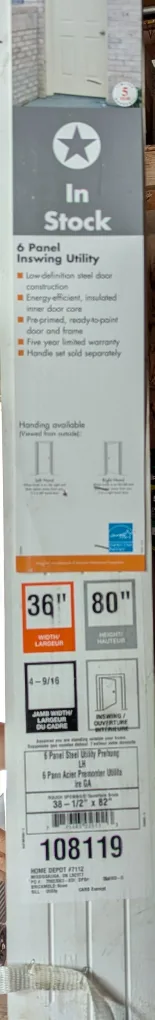 6 Panel Steel Utility Prehung Door 36x80 image indicator(3)