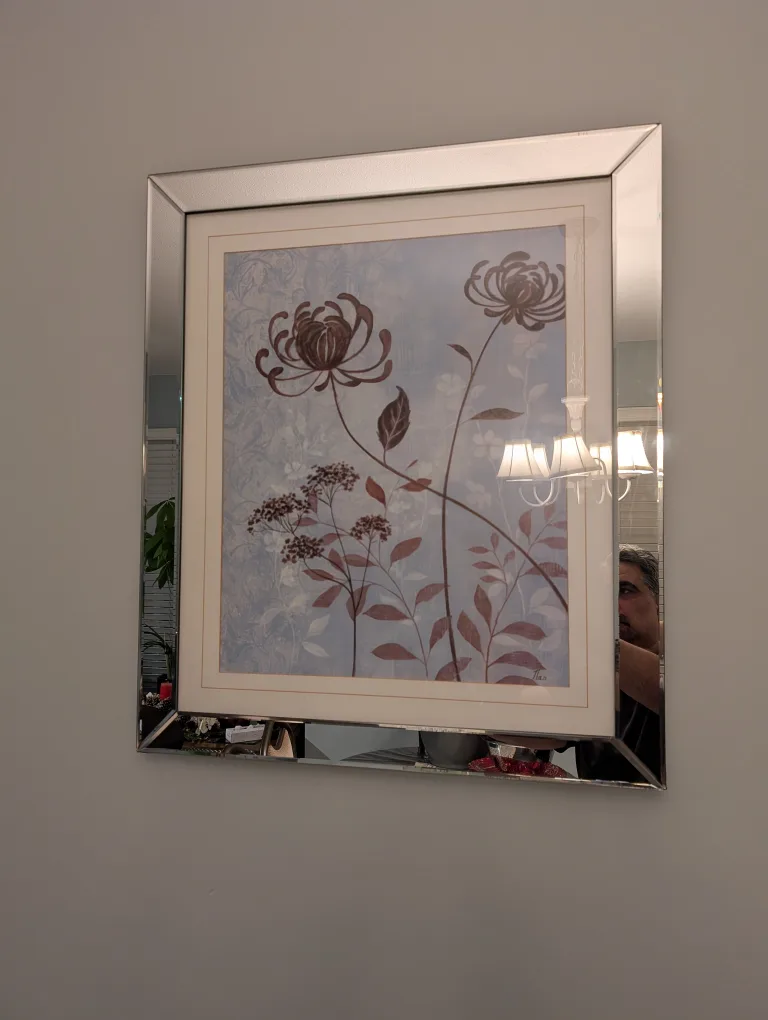 Floral Wall Art with Mirrored Frame thumbnail