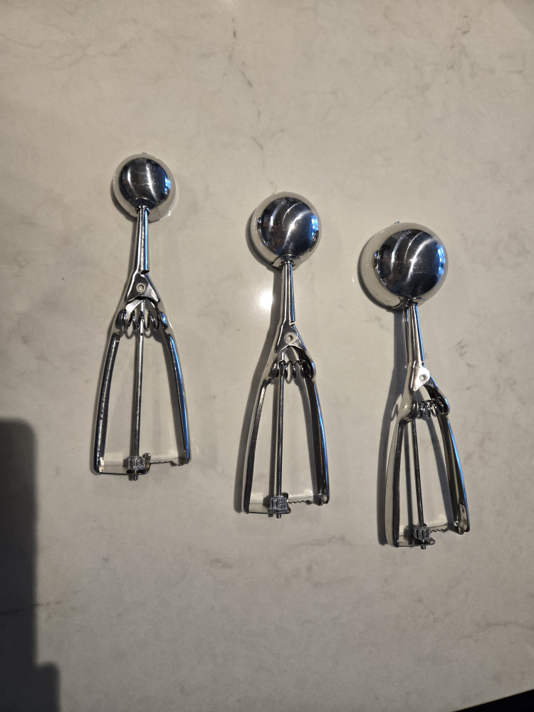 Set of 3 Stainless Steel Cookie/Ice Cream Scoops