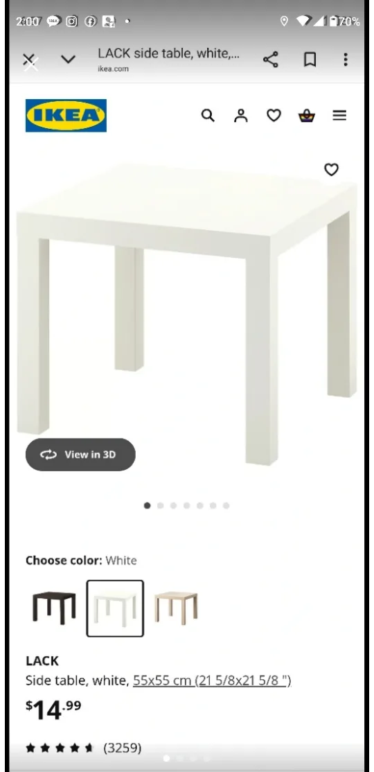 IKEA Lack Side Table - White - 21 5/8x21 5/8" thumbnail