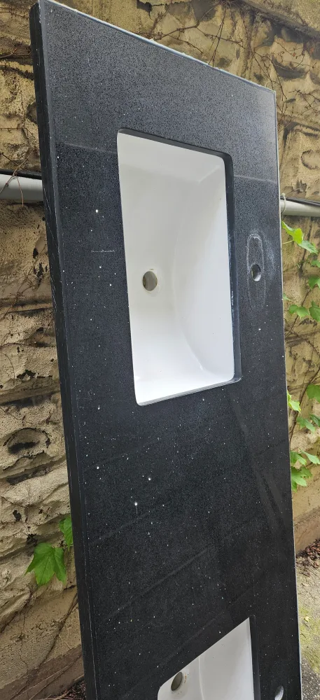 best offer. Black Granite Double Sink Vanity Top 23in by 60in image indicator(2)