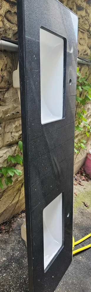 best offer. Black Granite Double Sink Vanity Top 23in by 60in image indicator(4)