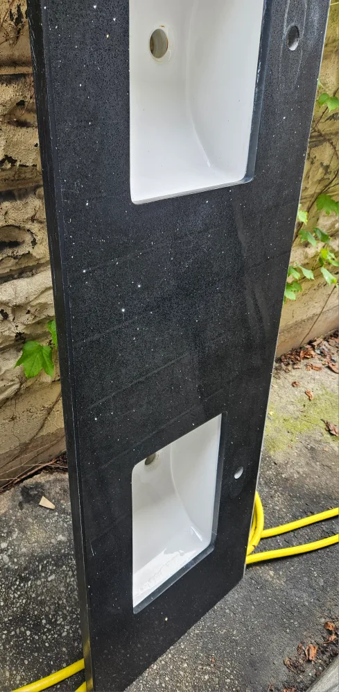 best offer. Black Granite Double Sink Vanity Top 23in by 60in image indicator(5)