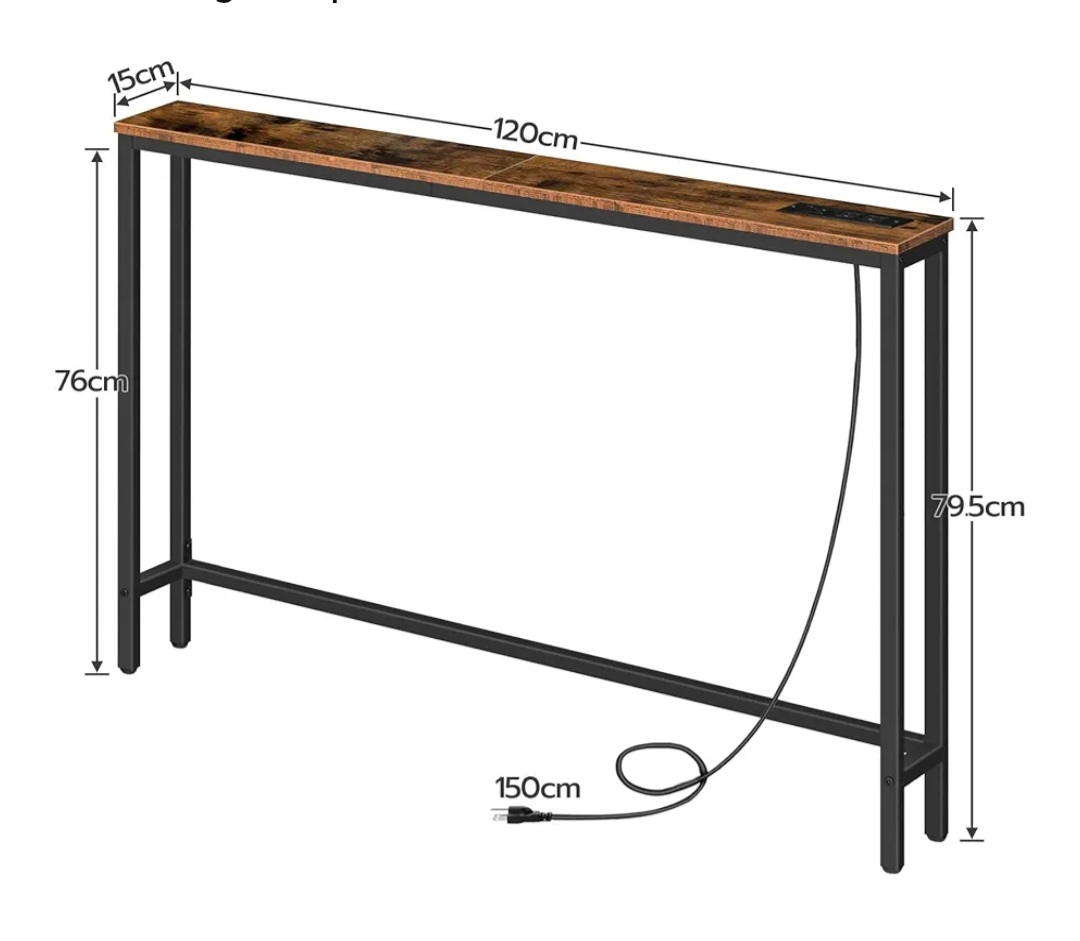 Narrow Console Table with Power Outlets