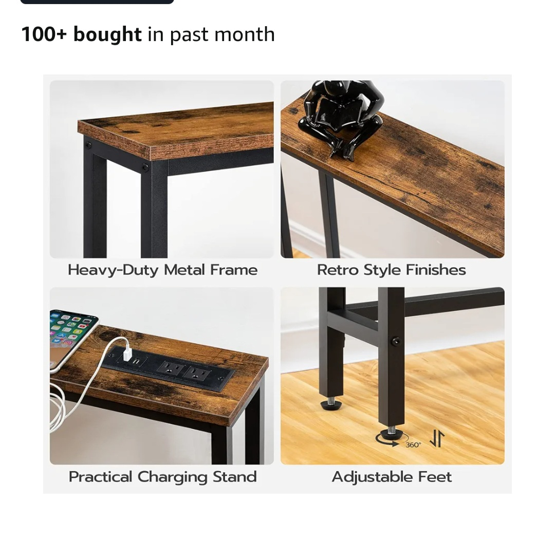 Narrow Console Table with Power Outlets - photo 5