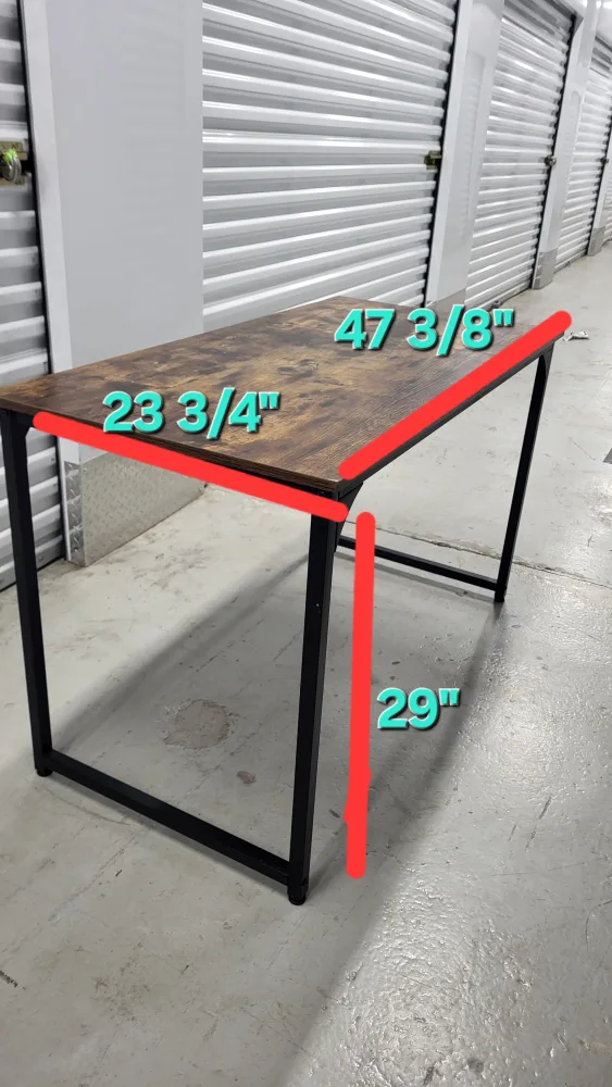 Brown Wooden Desk with Black Metal Legs thumbnail