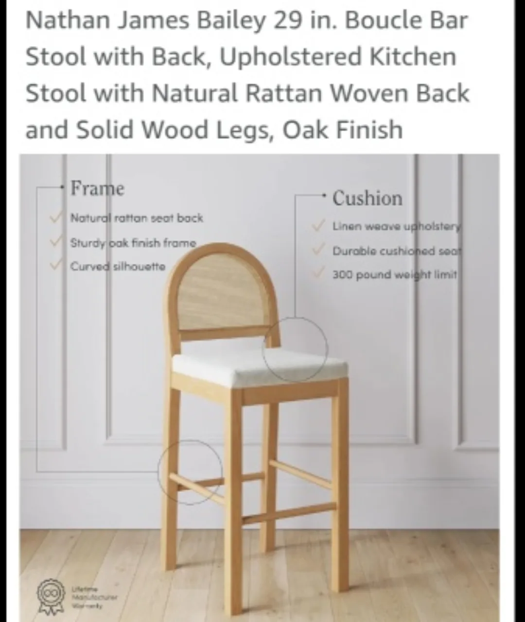 🇨🇦Nathan James Bailey Bar Stool - Oak Finish image indicator(2)