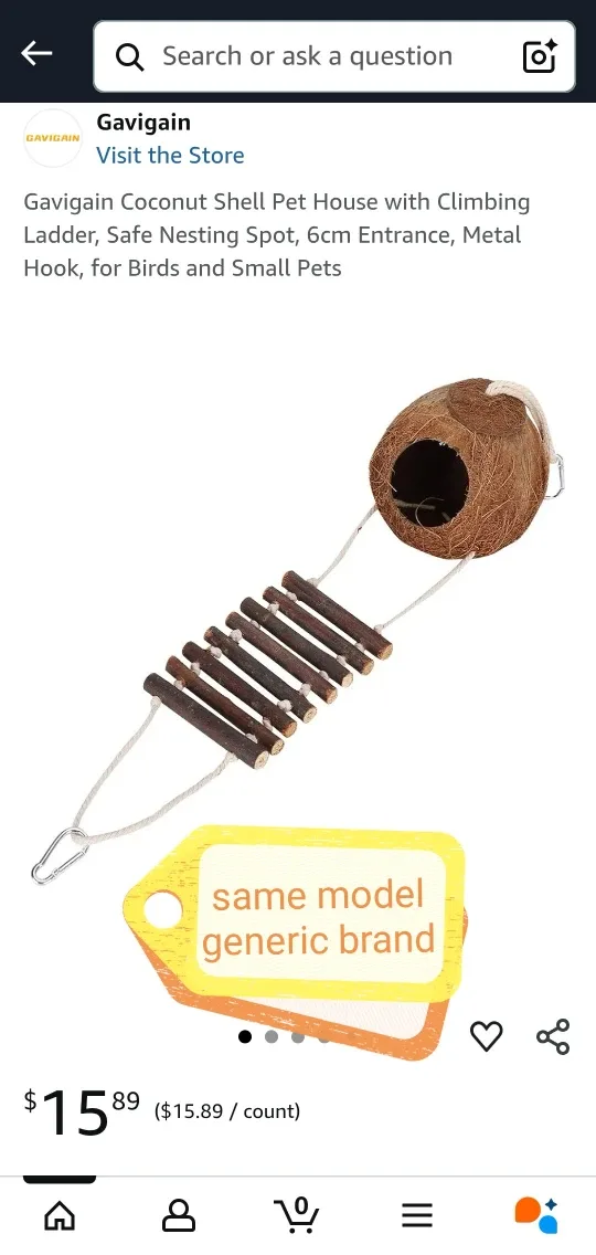 Coconut Shell Pet House with Climbing Ladder thumbnail