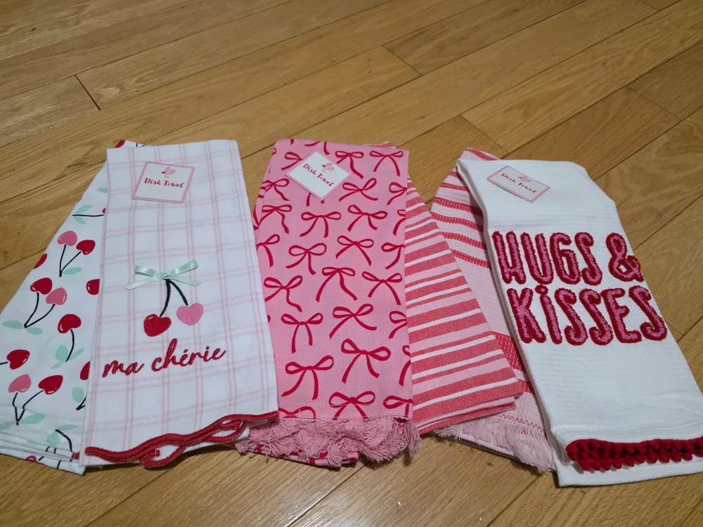 Dish Towel 2 Piece Set - Pink & Red thumbnail