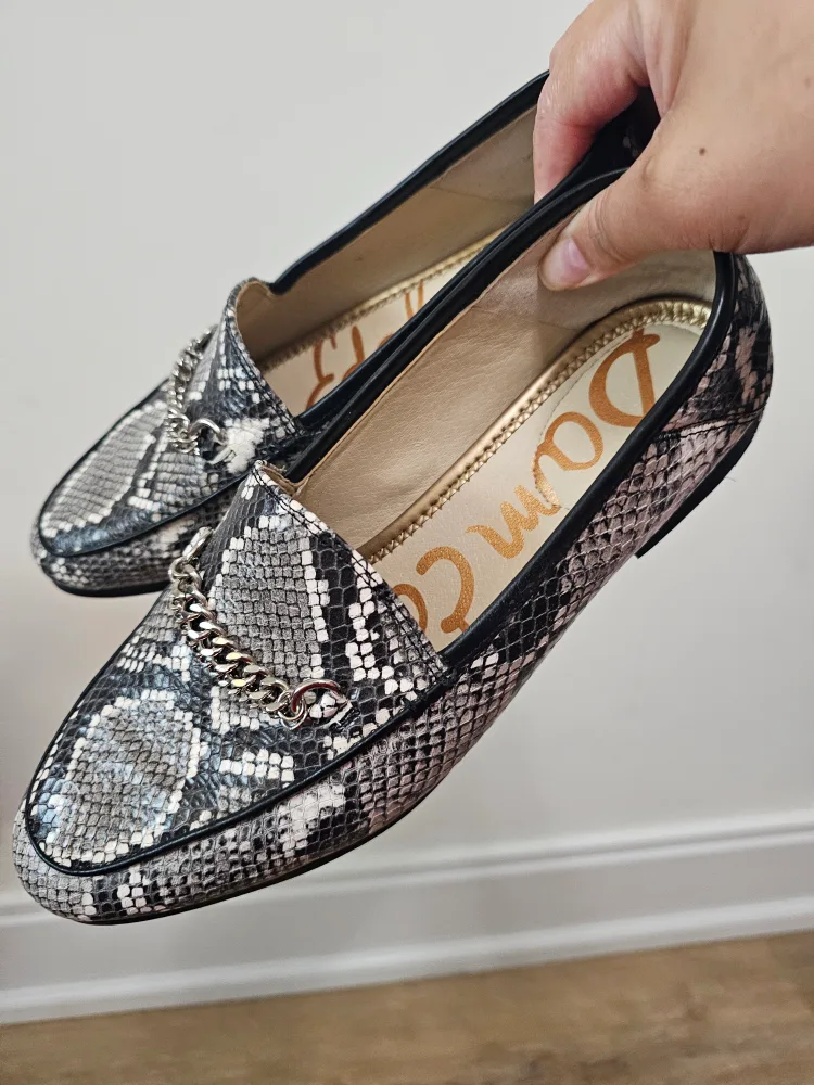 sz 7.5/8 Sam Edelman Leather Snakeskin Loafer image indicator(4)