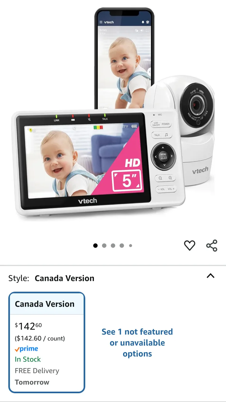 VTech 5" HD Video Baby Monitor thumbnail