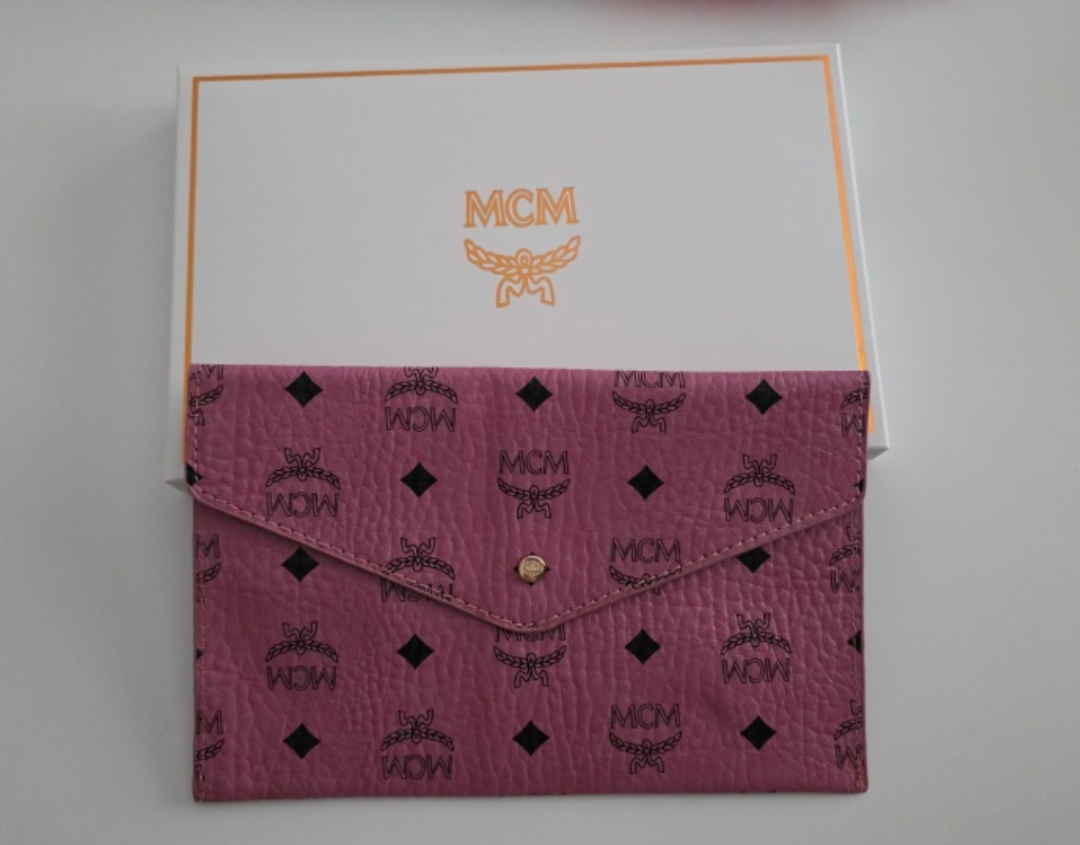 MCM Pink Leather Clutch with Box