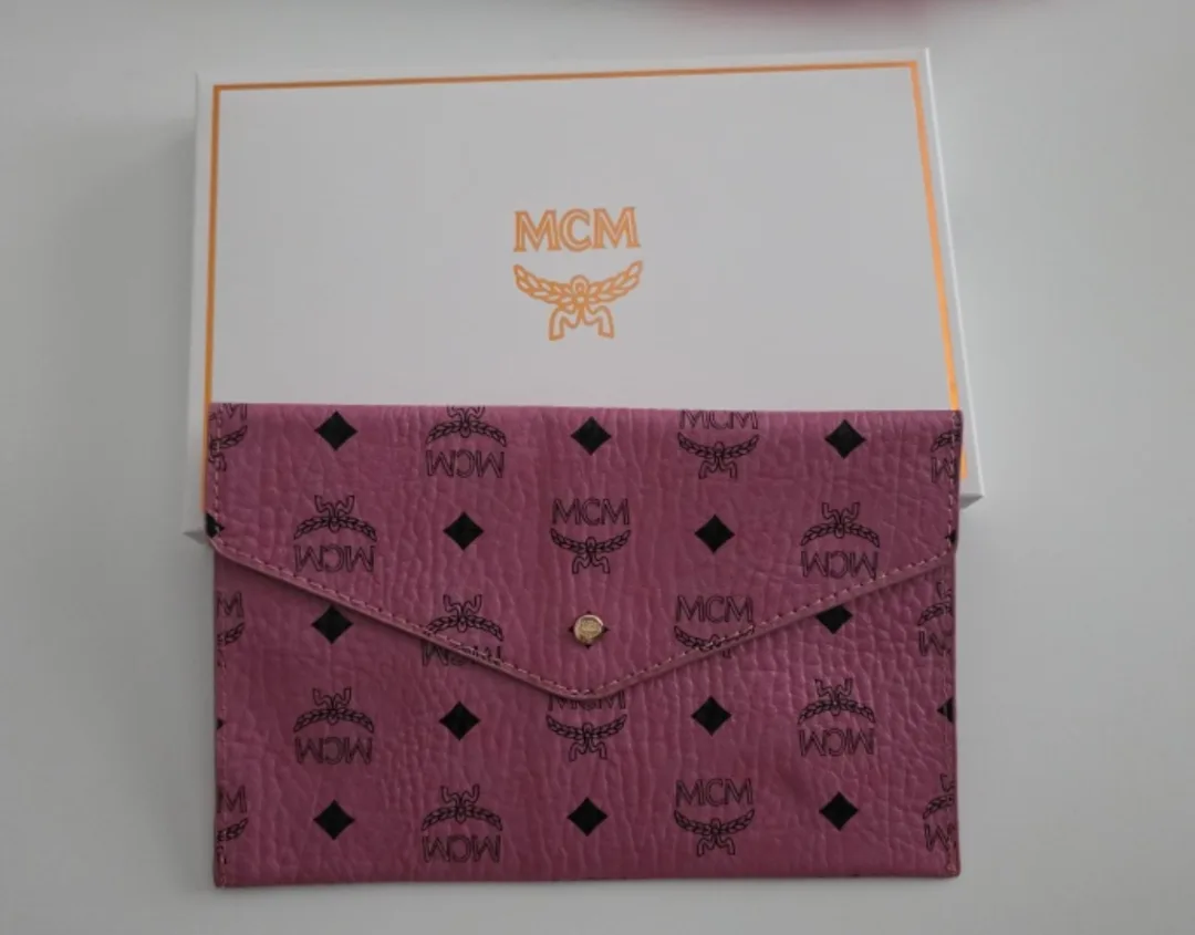 MCM Pink Leather Clutch with Box thumbnail